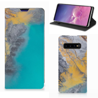 Samsung Galaxy S10 | Standcase | Marble Blue Gold - thumbnail