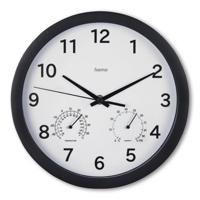 Hama Wandklok Malta met Thermo-Hygrometer Tikt Niet 25 cm Zwart/Wit - thumbnail