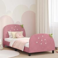 Bedframe voor kinderen met hoofdbord Roze 80 x 200 cm Fluweel - thumbnail