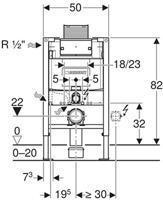 Geberit Duofix Omega Inbouwreservoir H82 Front/Planchetbediening - thumbnail