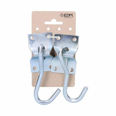 Houder EDM 85243 Zilverkleurig 70 x 45 mm Haak voor ophanging Hangmat (2 Stuks)