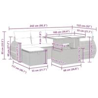 7-delige Loungeset met kussens poly rattan lichtgrijs - thumbnail