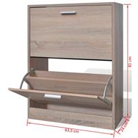 VidaXL Schoenenkast met 2 vakken eiken-look hout - thumbnail