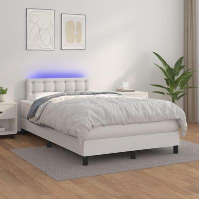 Boxspring met matras en LED kunstleer wit 120x200 cm