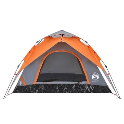 VidaXL Koepeltent 5-persoons snelontgrendeling grijs en oranje VidaXL Koepeltent 5-persoons snelontgrendeling grijs en oranje