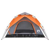 VidaXL Koepeltent 5-persoons snelontgrendeling grijs en oranje - thumbnail