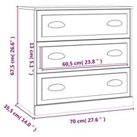 Dressoir 70x35,5x67,5 cm bewerkt hout grijs sonoma eikenkleurig - thumbnail