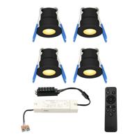 Set van 4 12V 3W - Mini LED Inbouwspot - Zwart - Dimbaar - Verzonken - Verandaverlichting - IP65 voor buiten - 2700K - Warm wit - thumbnail