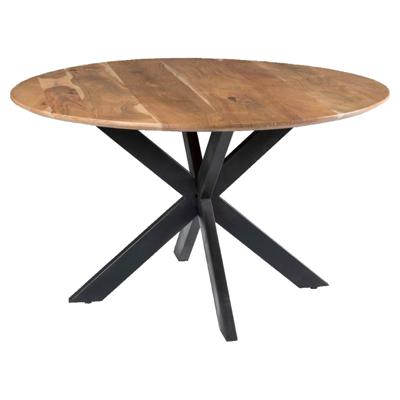 LivingFurn Ronde Eettafel 'Oslo' Mangohout en staal, 120cm