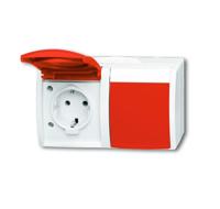 ABB 2CKA002084A0713 Geaard stopcontact IP44 Robijn-rood, Rood - thumbnail