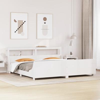 Bedframe zonder matras massief grenenhout wit 180x200 cm