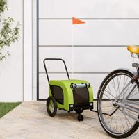 VidaXL Hondenfietstrailer oxford stof en ijzer groen en zwart - thumbnail