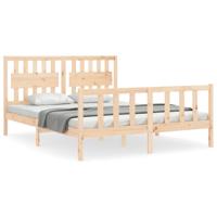 Bedframe met hoofdbord massief hout - thumbnail