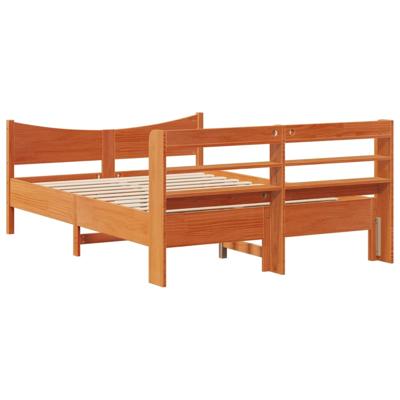 Bedframe met hoofdbord massief grenenhout wasbruin 160x200 cm Bedframe met hoofdbord massief grenenhout wasbruin 160x200 cm