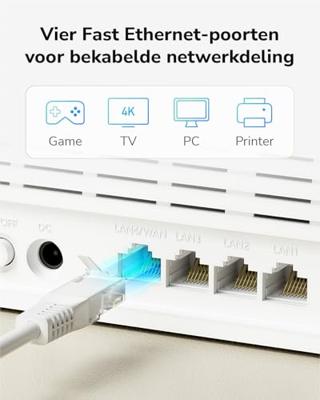 Cudy Ontgrendelde 4G LTE Cat 4 Snelle Modemrouter met SIM-kaartsleuf, AC1200 WiFi, OpenVPN, Wireguard, IPsec, VPN-client, Interno-antennes, Mesh, LT500E