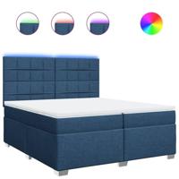 Boxspring met matras stof blauw 200x200 cm - thumbnail