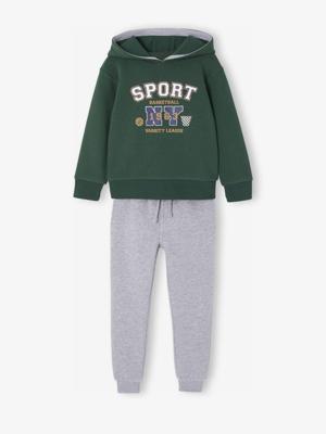 Sportieve set voor jongens met sweater met capuchon en print + effen joggingbroek korstmos