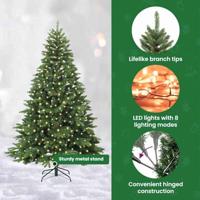 Kunstkerstboom met 300 LED met standaard Groen 210 cm PE en PVC - thumbnail