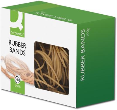 Q-CONNECT elastieken, breedte 1,5 mm, lengte 80 mm, nr 18, doosje van 100 g