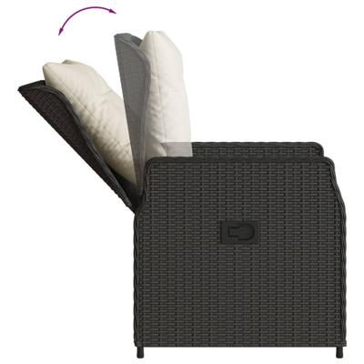 7-delige Tuinset met kussens poly rattan zwart - thumbnail