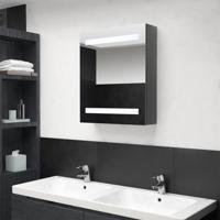 Badkamerkast met spiegel LED 50x14x60 cm glanzend grijs - thumbnail