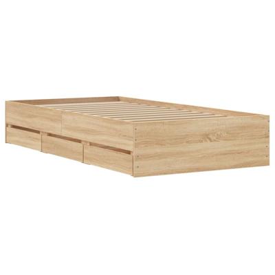 Bedframe met lades bewerkt hout sonoma eikenkleurig 75x190 cm