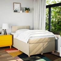 Boxspring met matras stof crèmekleurig 120x200 cm - thumbnail