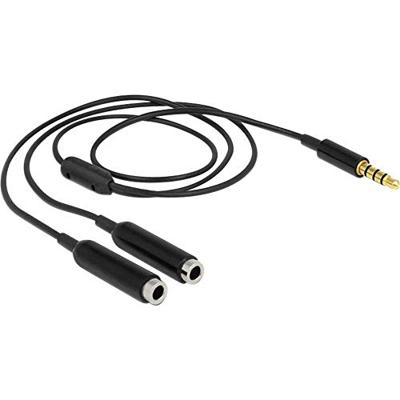 Delock 65575 Jackplug Audio Y-kabel [1x Jackplug male 3,5 mm - 2x Jackplug female 3,5 mm] 25.00 cm Zwart
