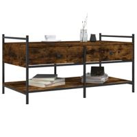 Salontafel 99x50x50 cm bewerkt hout gerookt eikenkleurig - thumbnail