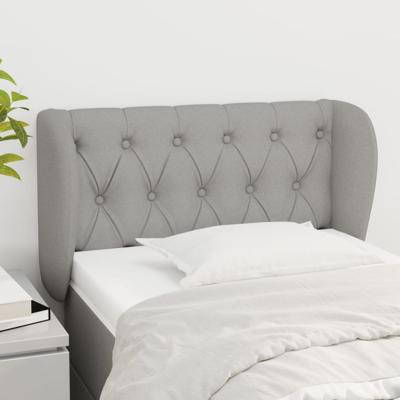 Hoofdbord met randen 147x23x118/128 cm stof lichtgrijs