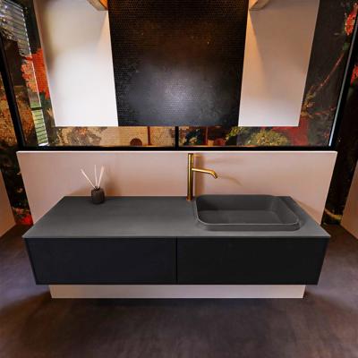 Badkamermeubelset Mondiaz Erin 150 cm met 2 Lades met RIDGE Wastafel Rechts Dark grey met 1 kraangat Greeploos Mat Urban Badkamermeubelset Mondiaz Erin 150 cm met 2 Lades met RIDGE Wastafel Rechts Dark grey met 1 kraangat Greeploos Mat Urban