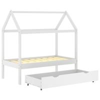 Kinderbedframe met lade massief grenenhout 70x140 cm wit - thumbnail
