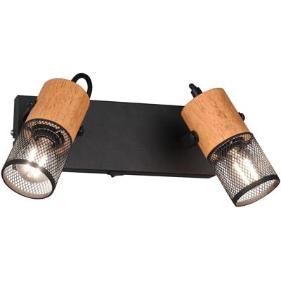 Mat Zwarte LED Wandspot 2-Lichts E14 Rechthoekig Aluminium