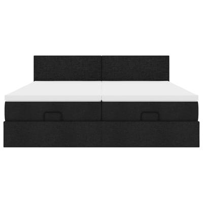 Ottoman bed met matrassen 200x200cm stof zwart