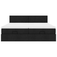 Ottoman bed met matrassen 200x200cm stof zwart - thumbnail