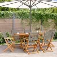 Tuinstoelen 6 st inklapbaar poly rattan en massief hout grijs - thumbnail
