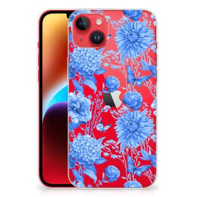 TPU Case voor iPhone 14 Plus Flowers Blue