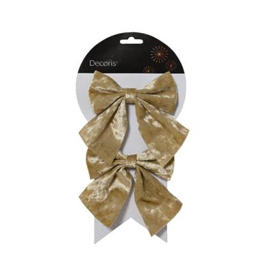 Decoris Strik goud set van 2 stuks 12x13cm Decoris Strik goud set van 2 stuks 12x13cm