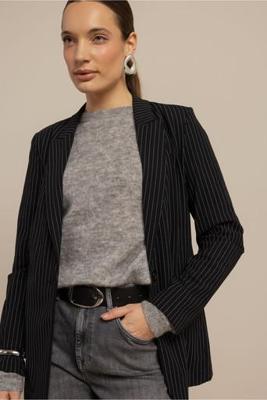 Fran pinstripe blazer - black/off white - 13623