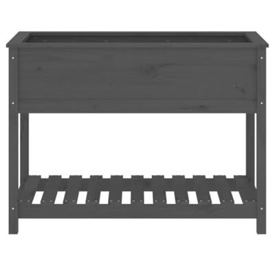 VidaXL Plantenbak met schap 111,5x54x81 cm massief grenenhout grijs