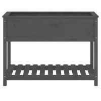 VidaXL Plantenbak met schap 111,5x54x81 cm massief grenenhout grijs - thumbnail