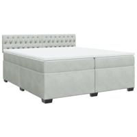 Boxspring met matras fluweel lichtgrijs 200x200 cm - thumbnail