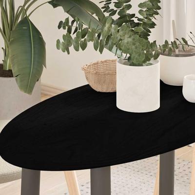 Tafelblad 80x40x2 cm ovaal massief eikenhout donkerbruin