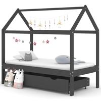 Kinderbedframe met lade grenenhout donkergrijs 80x160 cm - thumbnail
