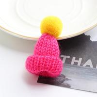 12PCS cute mini gebreide hairball Hat broche trui pinnen badge (Rose rood) - thumbnail
