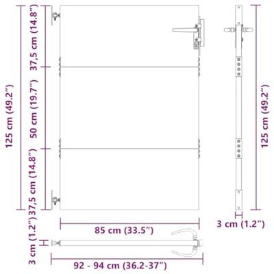 Tuinpoort met slot Zwart 105 x 125 cm Poedergecoat staal