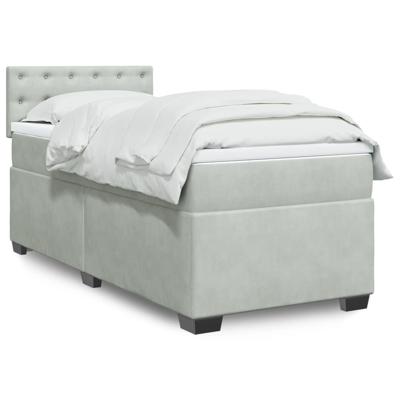 Boxspring met matras fluweel lichtgrijs 140x190 cm