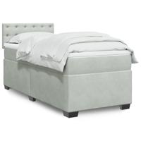 Boxspring met matras fluweel lichtgrijs 200x200 cm - thumbnail