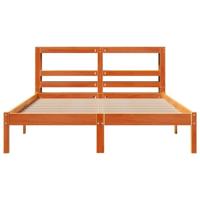 Bedframe met hoofdbord massief grenenhout wasbruin 135x190 cm - thumbnail