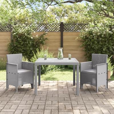 Tuin Eetset 3 pcs Lichtgrijs 100 x 100 x 73 cm Polypropyleen - thumbnail
